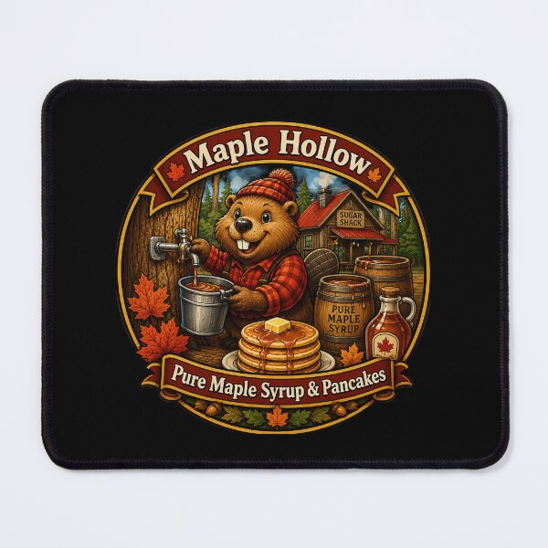 Item preview, Maple Hollow | Pure Maple Syrup & Pancakes | Cozy Woodland Beaver Sugar Shack designed and sold by MrDev.