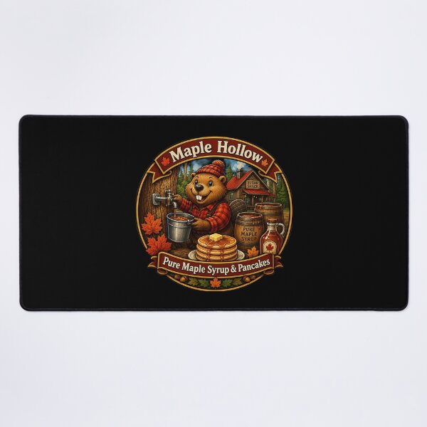 Item preview, Maple Hollow | Pure Maple Syrup & Pancakes | Cozy Woodland Beaver Sugar Shack designed and sold by MrDev.