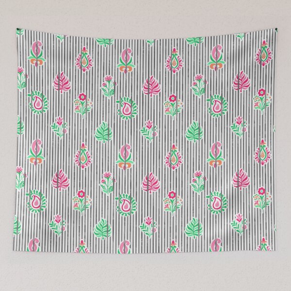 Item preview, Candy Stripe Garden - Black Cherry green designed and sold by Fabricatemyart.