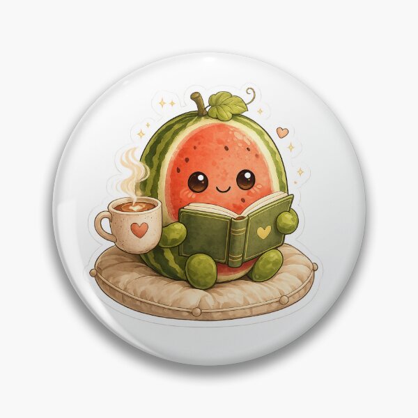 Item preview, Cute Watermelon Reading a Book with Coffee | Cozy Book Lover Kawaii Sticker designed and sold by MUSA'S.