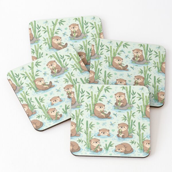 Item preview, Cute Otter Bamboo Pond Kawaii Pattern designed and sold by Soft Berry Studio.
