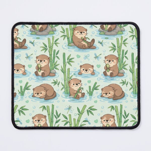 Item preview, Cute Otter Bamboo Pond Kawaii Pattern designed and sold by Soft Berry Studio.