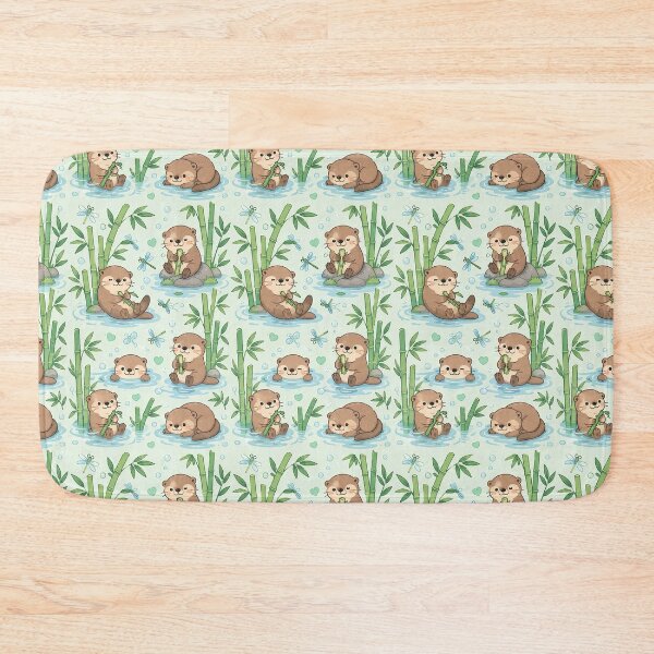 Item preview, Cute Otter Bamboo Pond Kawaii Pattern designed and sold by Soft Berry Studio.