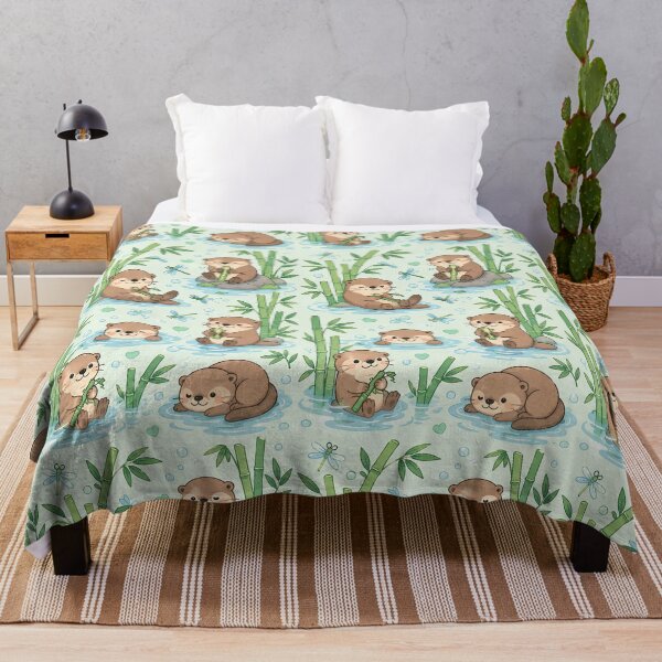 Item preview, Cute Otter Bamboo Pond Kawaii Pattern designed and sold by Soft Berry Studio.
