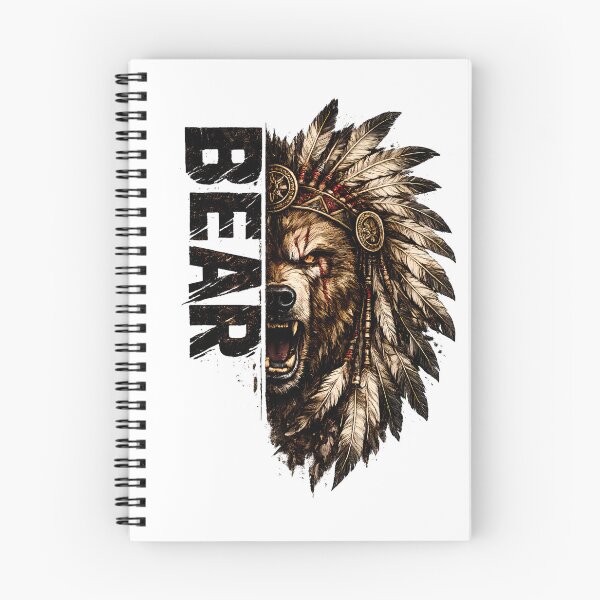 Item preview, Bear Warrior Feather Headdress | Vintage Tribal Bear T-Shirt Design PNG designed and sold by SupernovaNote.