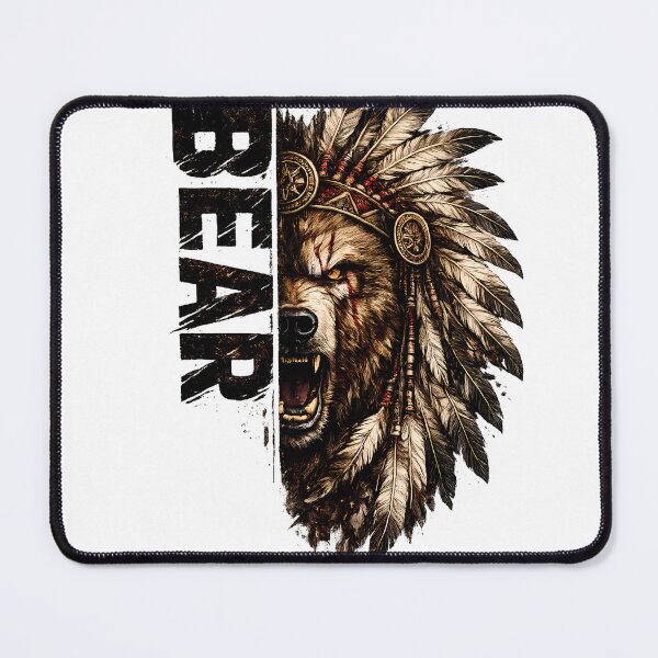 Item preview, Bear Warrior Feather Headdress | Vintage Tribal Bear T-Shirt Design PNG designed and sold by SupernovaNote.