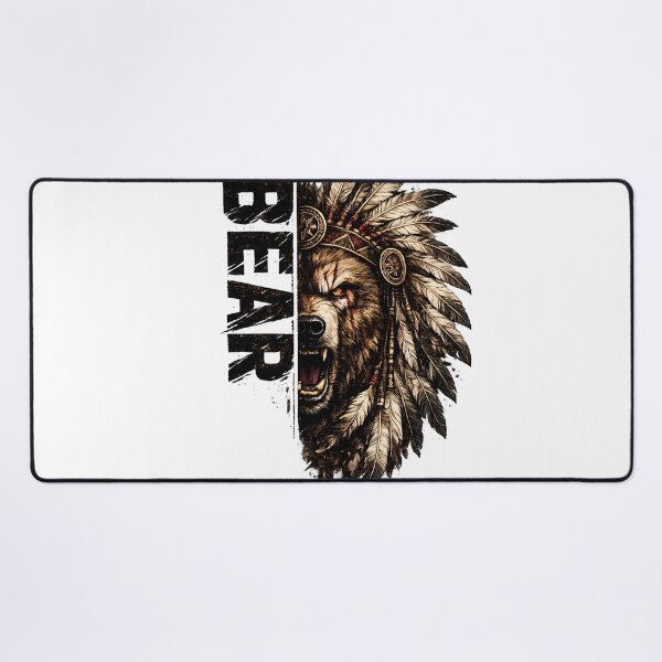 Item preview, Bear Warrior Feather Headdress | Vintage Tribal Bear T-Shirt Design PNG designed and sold by SupernovaNote.