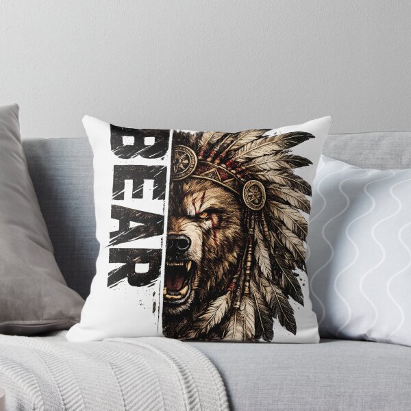 Item preview, Bear Warrior Feather Headdress | Vintage Tribal Bear T-Shirt Design PNG designed and sold by SupernovaNote.
