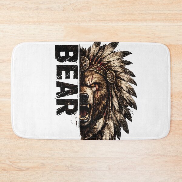Item preview, Bear Warrior Feather Headdress | Vintage Tribal Bear T-Shirt Design PNG designed and sold by SupernovaNote.