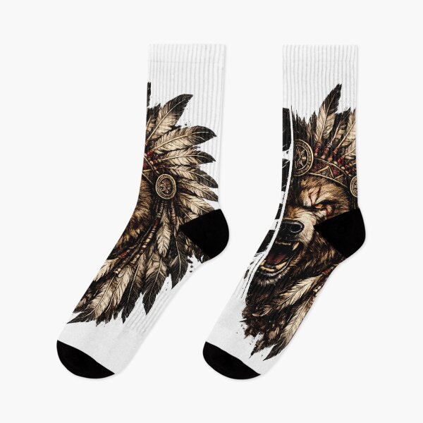 Item preview, Bear Warrior Feather Headdress | Vintage Tribal Bear T-Shirt Design PNG designed and sold by SupernovaNote.