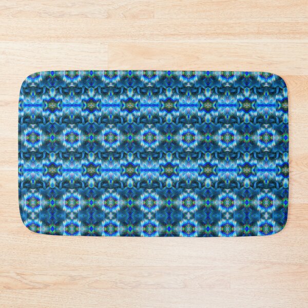 Item preview, Retro Kaleidoscope Repeating Feathery Blue and Green Abstract Pattern  designed and sold by Itaya Art.