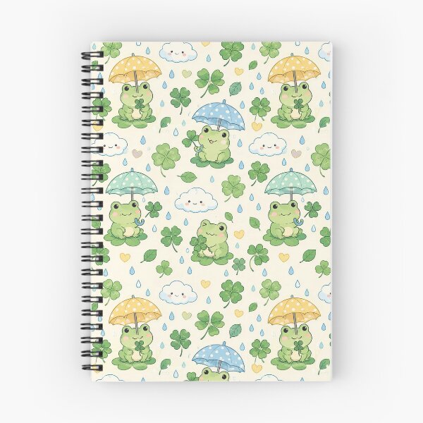 Item preview, Cute Frog Clover Rain Kawaii Pattern designed and sold by Soft Berry Studio.