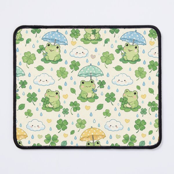 Item preview, Cute Frog Clover Rain Kawaii Pattern designed and sold by Soft Berry Studio.