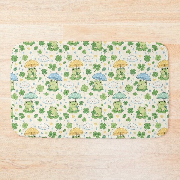 Item preview, Cute Frog Clover Rain Kawaii Pattern designed and sold by Soft Berry Studio.