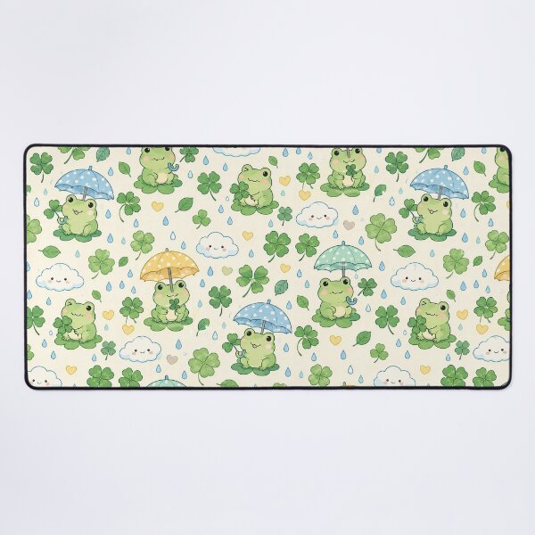 Item preview, Cute Frog Clover Rain Kawaii Pattern designed and sold by Soft Berry Studio.