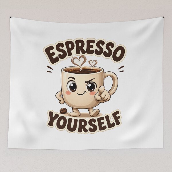 Item preview, Espresso Yourself Funny Coffee Mug Cartoon Cute Coffee Lover Pun Design designed and sold by RoPrincess.