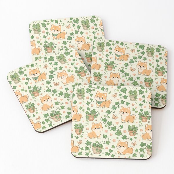 Item preview, Cute Shiba Inu Ivy Garden Kawaii Pattern designed and sold by Soft Berry Studio.