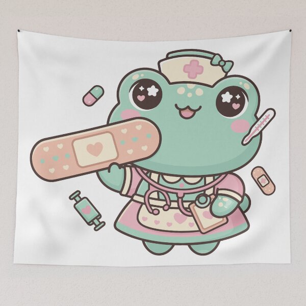Item preview, Kawaii Nurse Frog Sticker | Cute Nurse Gift designed and sold by diegomenjivar92.