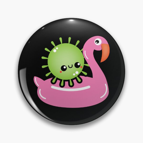 Item preview, Cute Summer Virus on a Flamingo Float | Kawaii Science Sticker designed and sold by ScienceAdjacent.