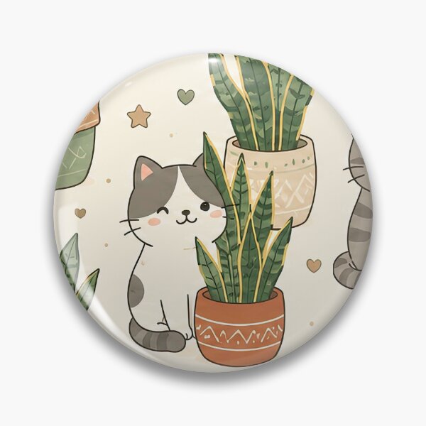 Item preview, Cute Cozy Cat Snake Plant Kawaii Pattern designed and sold by Soft Berry Studio.
