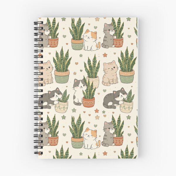 Item preview, Cute Cozy Cat Snake Plant Kawaii Pattern designed and sold by Soft Berry Studio.
