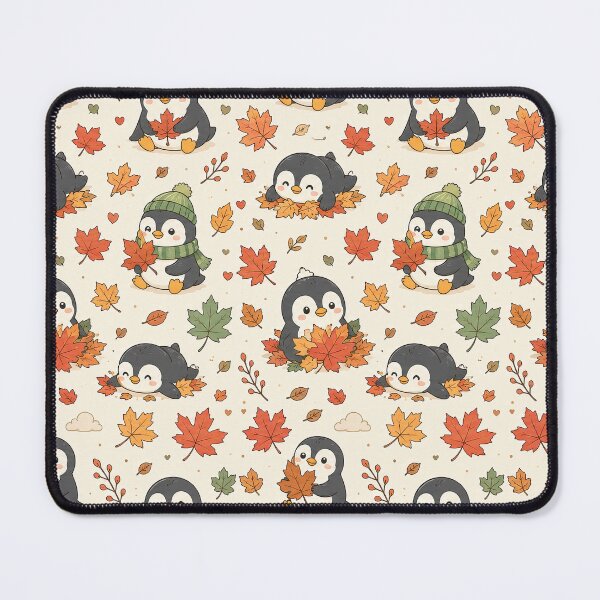 Item preview, Cute Penguin Maple Leaf Kawaii Pattern designed and sold by Soft Berry Studio.