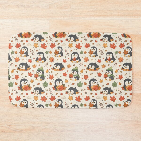 Item preview, Cute Penguin Maple Leaf Kawaii Pattern designed and sold by Soft Berry Studio.