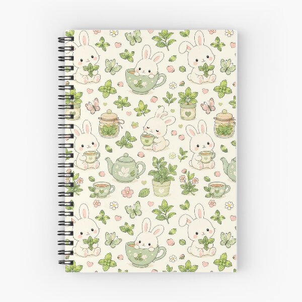 Item preview, Cute Bunny Mint Tea Garden Kawaii Pattern designed and sold by Soft Berry Studio.