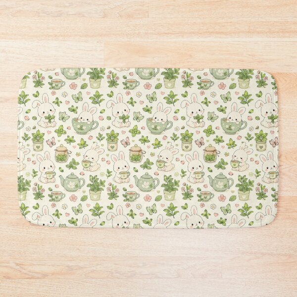Item preview, Cute Bunny Mint Tea Garden Kawaii Pattern designed and sold by Soft Berry Studio.