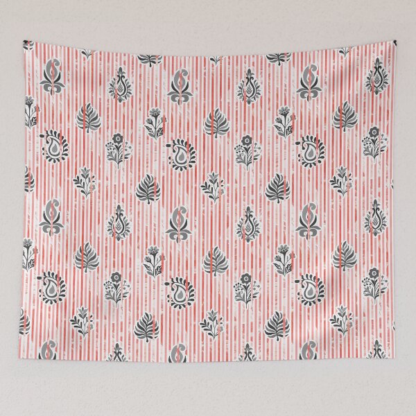 Item preview, Candy Stripe Garden - Black Cherry red designed and sold by Fabricatemyart.