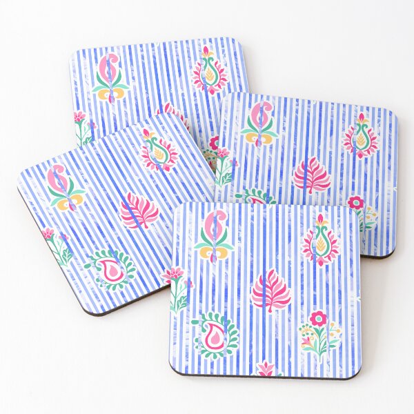 Item preview, Candy Stripe Garden - Blue Cherry Jade designed and sold by Fabricatemyart.