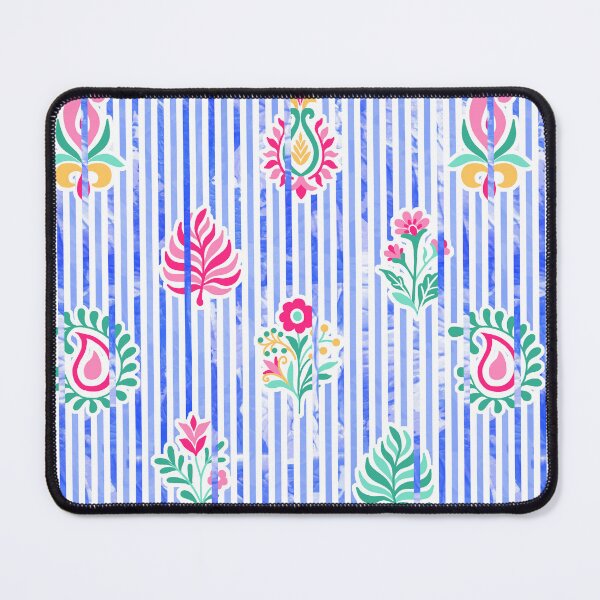 Item preview, Candy Stripe Garden - Blue Cherry Jade designed and sold by Fabricatemyart.