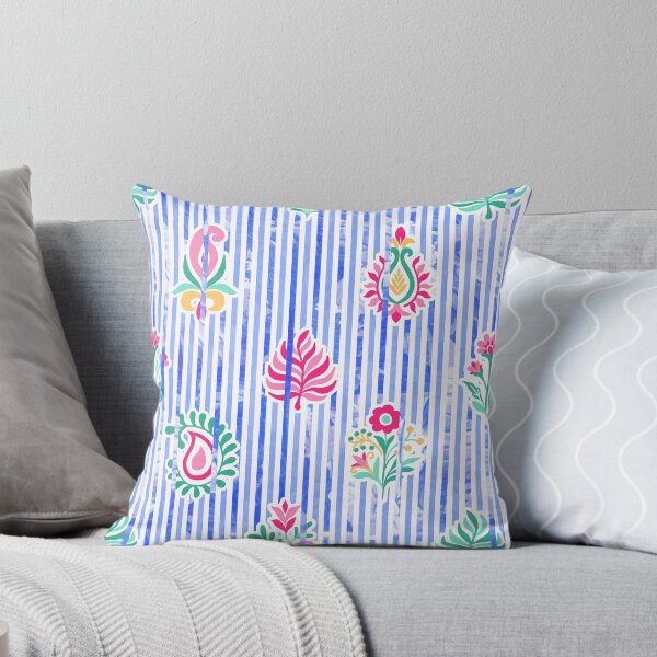 Item preview, Candy Stripe Garden - Blue Cherry Jade designed and sold by Fabricatemyart.