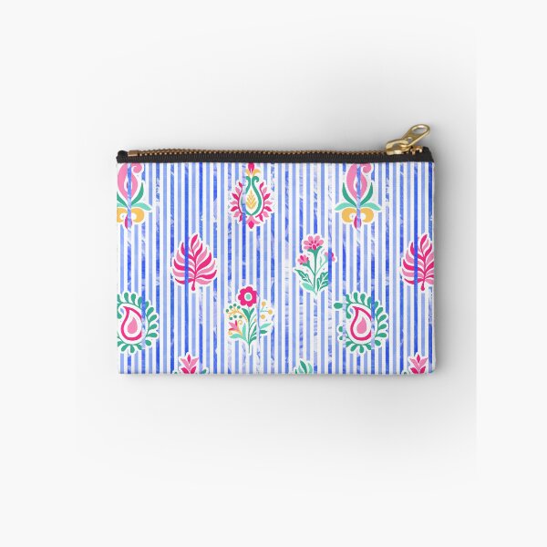 Item preview, Candy Stripe Garden - Blue Cherry Jade designed and sold by Fabricatemyart.