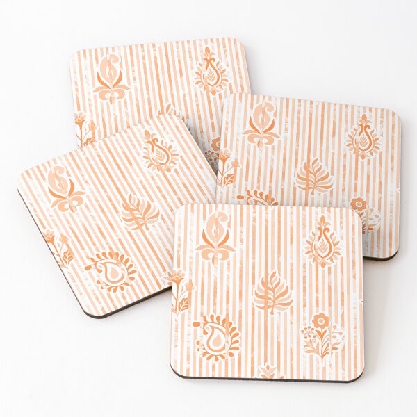 Item preview, Candy Stripe Garden - Bright Mono  Apricot orange designed and sold by Fabricatemyart.