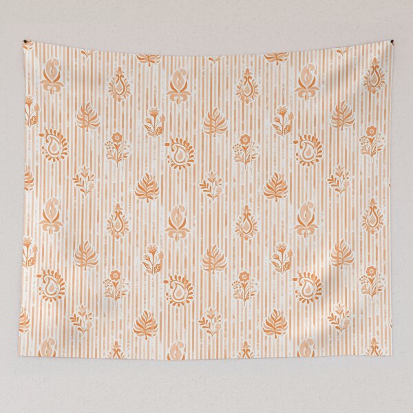 Item preview, Candy Stripe Garden - Bright Mono  Apricot orange designed and sold by Fabricatemyart.