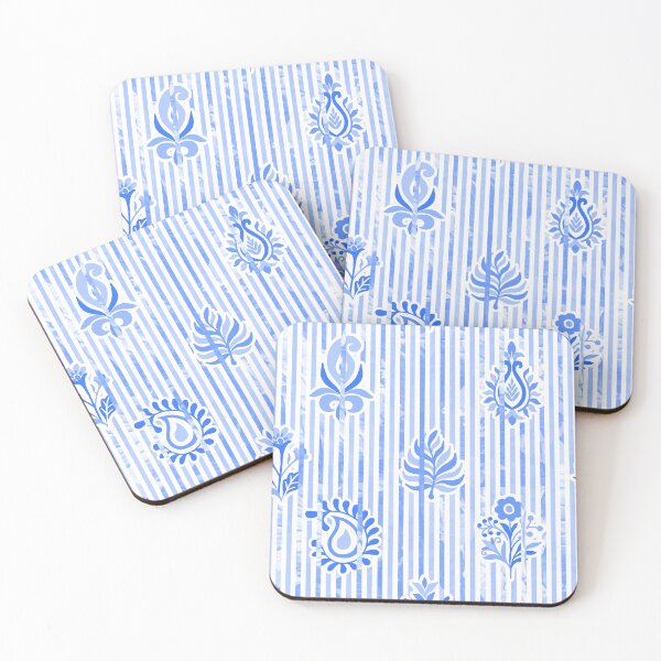 Item preview, Candy Stripe Garden - Bright Mono  Azure Blue designed and sold by Fabricatemyart.