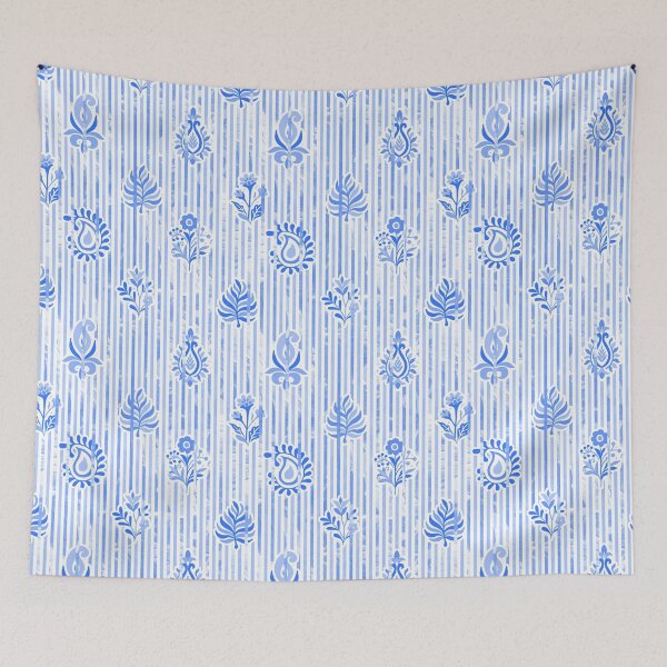 Item preview, Candy Stripe Garden - Bright Mono  Azure Blue designed and sold by Fabricatemyart.