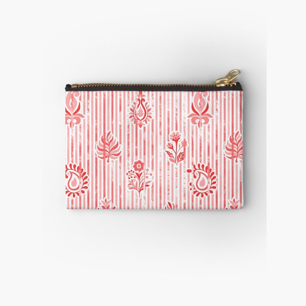 Item preview, Candy Stripe Garden - Bright Mono  Salmon Red. designed and sold by Fabricatemyart.