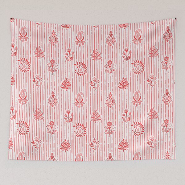 Item preview, Candy Stripe Garden - Bright Mono  Salmon Red. designed and sold by Fabricatemyart.