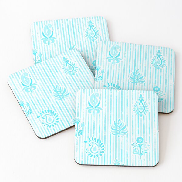Item preview, Candy Stripe Garden - Bright Mono  Sky Aqua designed and sold by Fabricatemyart.