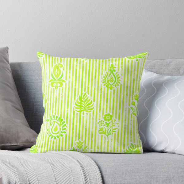 Item preview, Candy Stripe Garden - Bright Mono Lime Greeen designed and sold by Fabricatemyart.