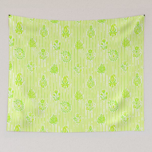 Item preview, Candy Stripe Garden - Bright Mono Lime Greeen designed and sold by Fabricatemyart.