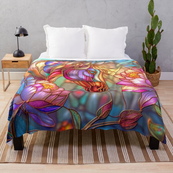 Item preview, Horse and Flowers Stained Glass Art designed and sold by MargaretWiktor.
