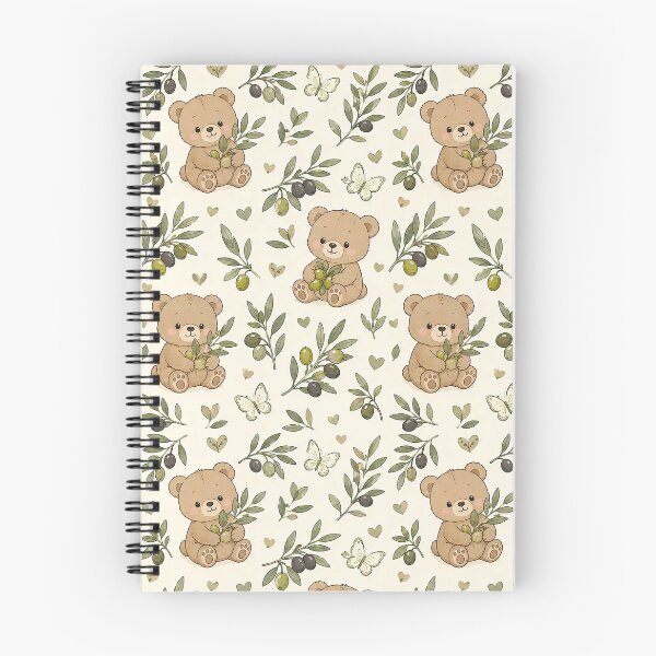 Item preview, Cute Teddy Bear Olive Branch Kawaii Pattern designed and sold by Soft Berry Studio.