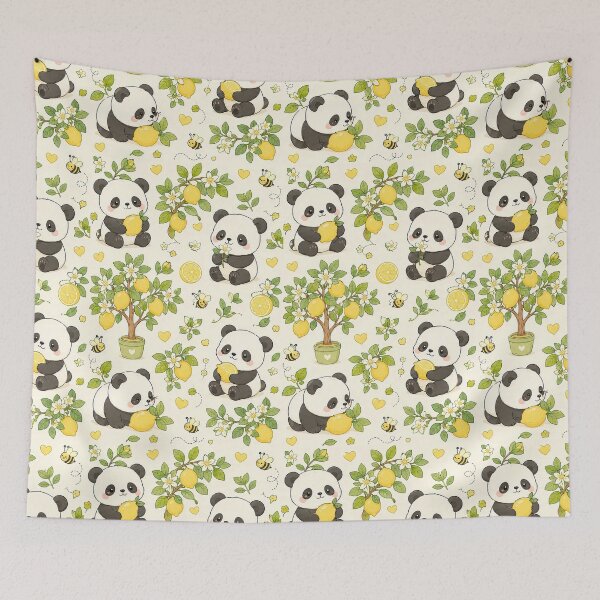Item preview, Cute Panda Lemon Tree Kawaii Pattern designed and sold by Soft Berry Studio.
