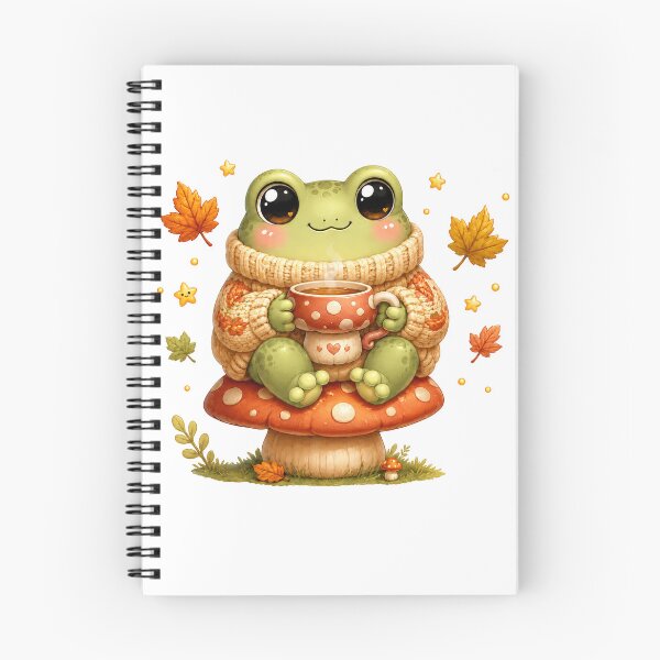 Item preview, Cozy Autumn Frog with Tea on a Mushroom designed and sold by cat-and-pigeon.