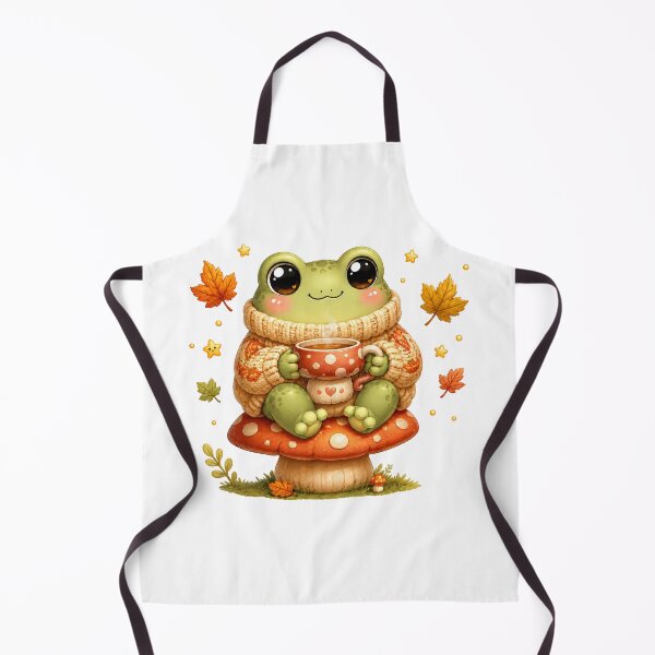 Item preview, Cozy Autumn Frog with Tea on a Mushroom designed and sold by cat-and-pigeon.