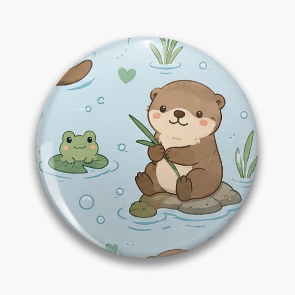 Item preview, Cute Otter Water Reed Kawaii Pattern designed and sold by Soft Berry Studio.
