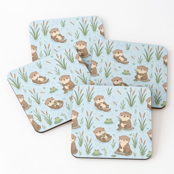 Item preview, Cute Otter Water Reed Kawaii Pattern designed and sold by Soft Berry Studio.